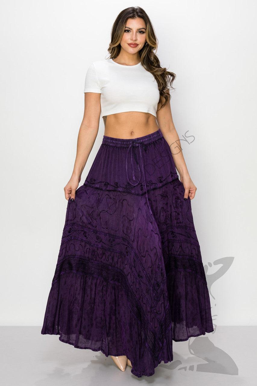 le bos India Casual Designs Eggplant Women's Long Skirt 31009-S-EGGPLAN