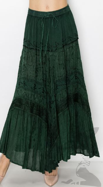 le bos India Casual Designs Hunter Green Women's Long Skirt 31009-S-HGREEN