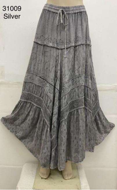 le bos India Casual Designs Silver Women's Long Skirt 31009-S-SILVER