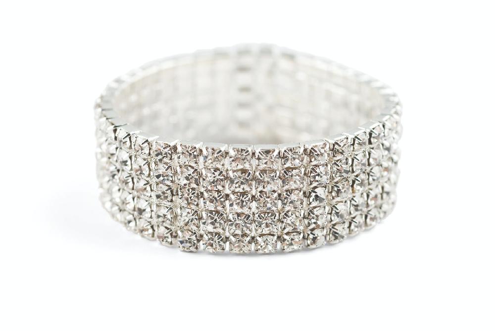 le bos J-164 5 Row Clear Rhinestone Stretch Bracelet