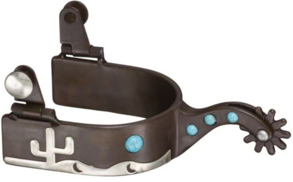 le bos JT International Tough1 Antique Brown Turquoise Stone and Cactus Men's Spurs 78-9966-0-0