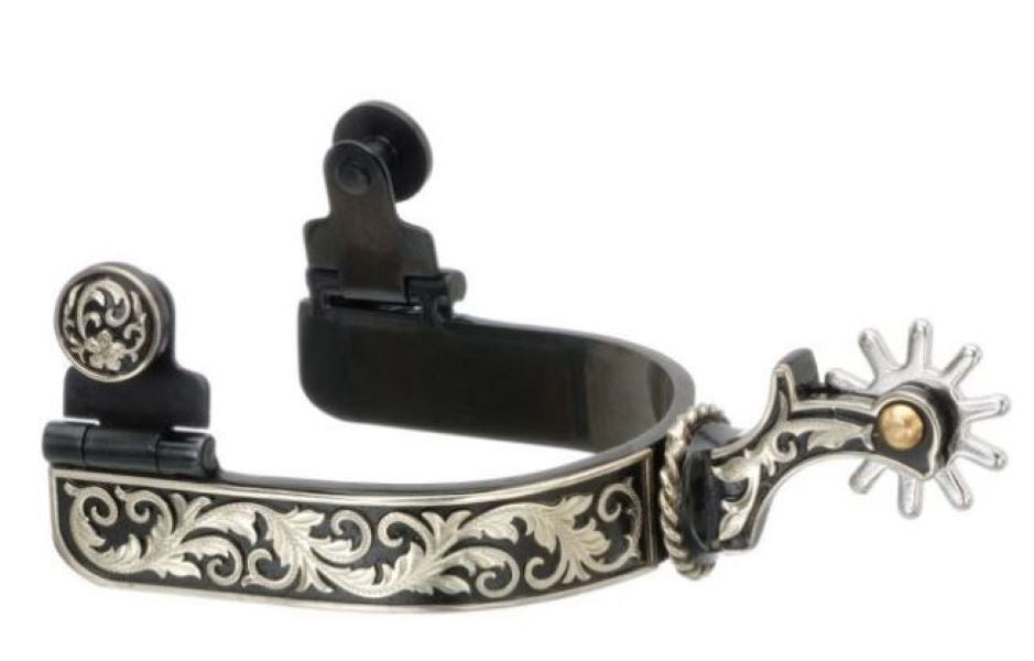 le bos JT International Tough1 Black Floral Overlay Men's Spurs 78-9714-0-0