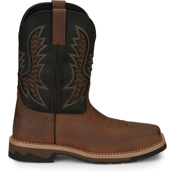 Le Bos Justin Boots Brown Bolt 11 Inch Square Toe Men's Square Toe Work Boots SE4112