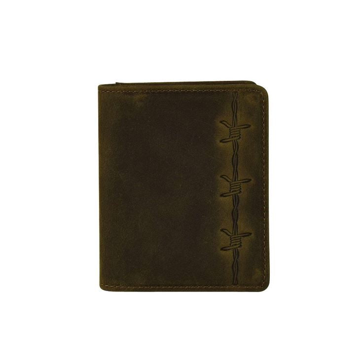 le bos Justin Brown Leather Barbed Wire Card Case 2030766W6