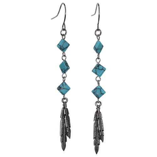 le bos Justin Drop Dangle Stones and Feathers Dangle Earrings 24065EJ2