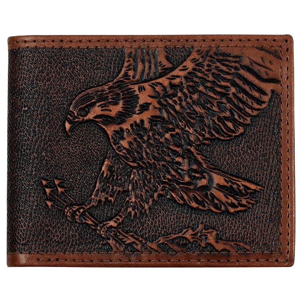 le bos Justin Men's Genuine Leather Large Bifold Wallet Eagle with Arrows 2512391384