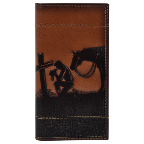 le bos Justin Men's Genuine Leather Rodeo Wallet with Praying Cowboy 24152767W6