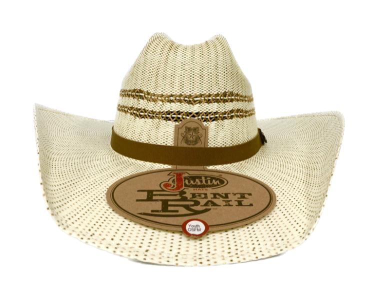 le bos Justin Natural Bent Rail Barrel Jr Kids Hat JS3430BRLJ