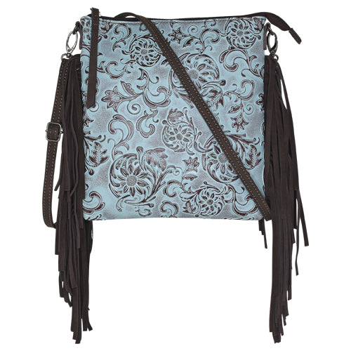 le bos Justin North South Tooled Sunflower with Turquoise Wash Crossbody 23128753SUN