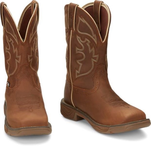 Justin Rustic Tan Stampede Rush 11 Inch Mens Work Boots WK4330