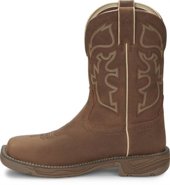 Le Bos Justin Rustic Tan Stampede Rush 11 Inch Steel Toe Mens Work Boots WK4331