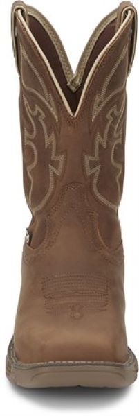 Le Bos Justin Rustic Tan Stampede Rush 11 Inch Steel Toe Mens Work Boots WK4331