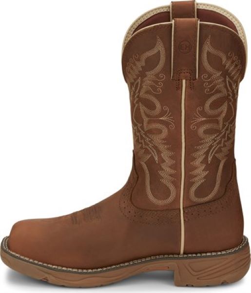 Le Bos Justin Rustic Tan Stampede Rush 11 Inch Womens Waterproof Work Boots SE4353