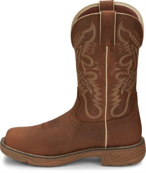 Le Bos Justin Rustic Tan Stampede Rush 11 Inch Womens Waterproof Composite Toe Work Boots SE4352