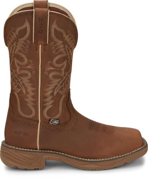 le bos Justin Rustic Tan Stampede Rush 11 inch Womens Waterproof Composite Toe Work Boots SE4352