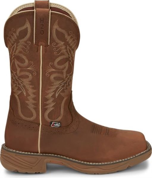 le bos Justin Rustic Tan Stampede Rush 11 inch Womens Waterproof Work Boots SE4353