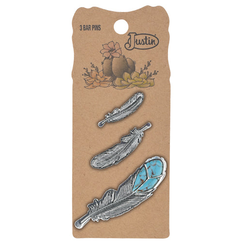 le bos Justin Silver Pin 3 Pack 3 feathers 2510031221