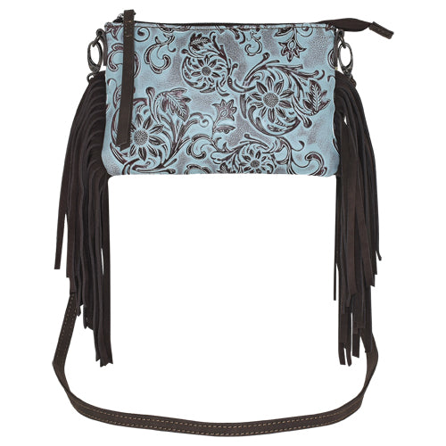 le bos Justin Tooled Sunflower Pattern with Turquoise Wash Small Crossbody Bag 23128723SUN