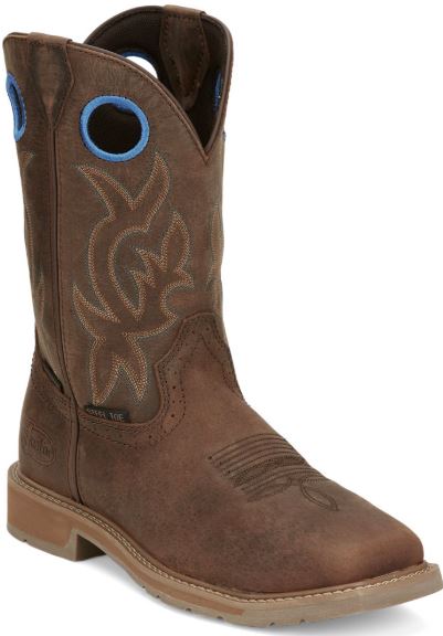 le bos Justin Walnut Brown Water Buffalo Leather All Around 11 inch Waterproof Men's Steel Toe Workboots SE3115