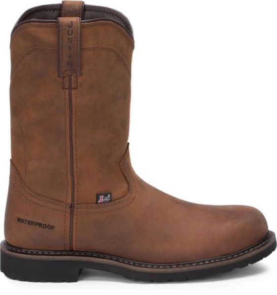 Justin Whiskey Brown Drywall Waterproof Steel Toe Pull On Mens Work Boots SE4961
