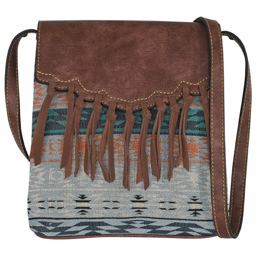 le bos Justin Women's Jacquard Crossbody Bag with Fringe 23119903