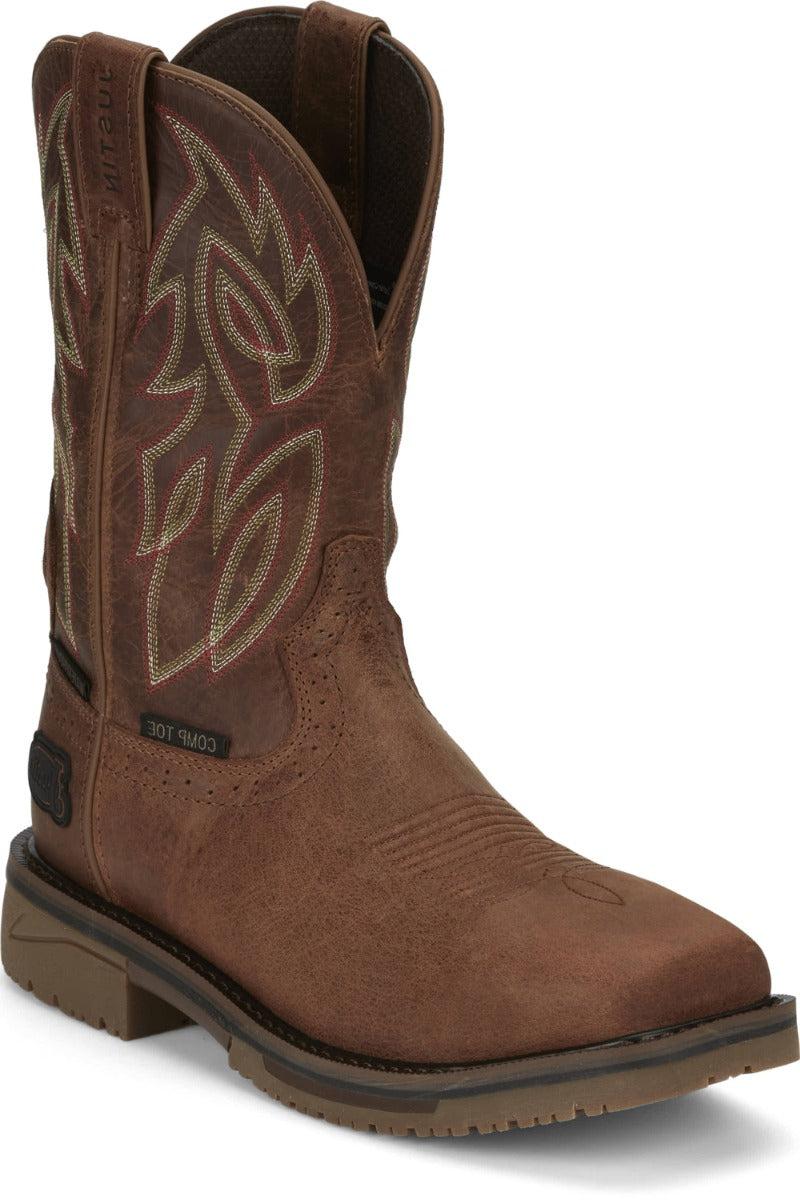 le bos Justin Work Bronze Brown Water Bufflalo Wolfe Men's 11 inch Nano Composite Toe Men's Work Boots SE4752