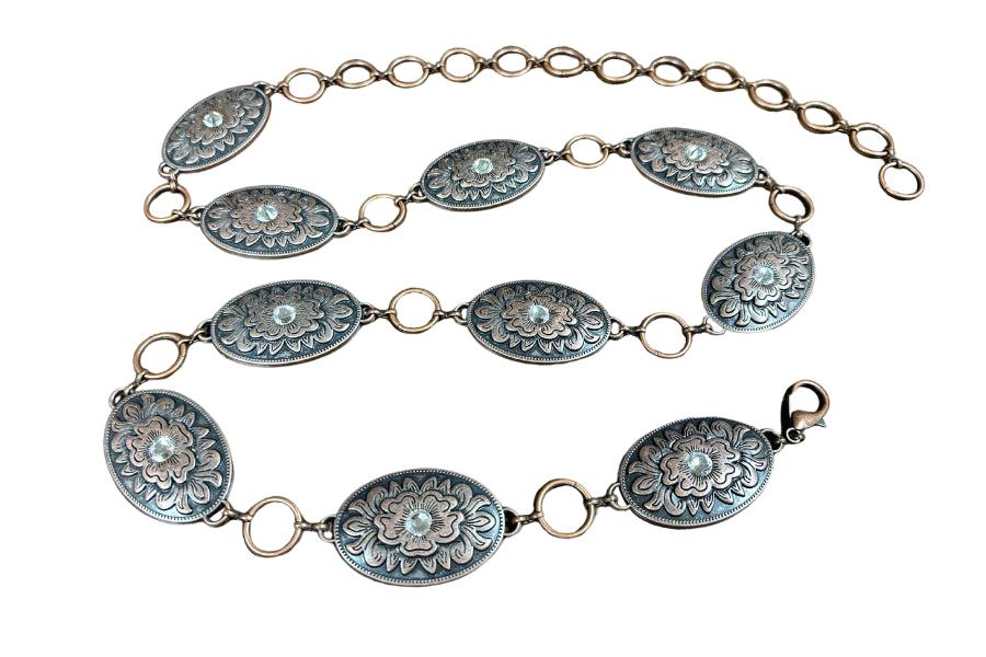 le bos Kamberly Turquoise Stone Chain Belt 16018-BRN