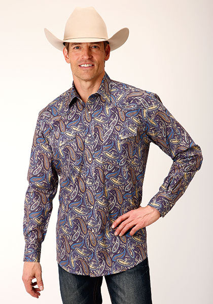 le bos Karman Roper Amarillo Men's Snap Long Sleeve Allover Print 03-001-0225-6013MU
