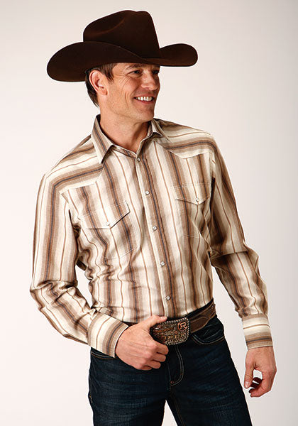 le bos Karman Roper Brown Men's Long Sleeve Western Style Shirt 01-001-0044-0668 BR