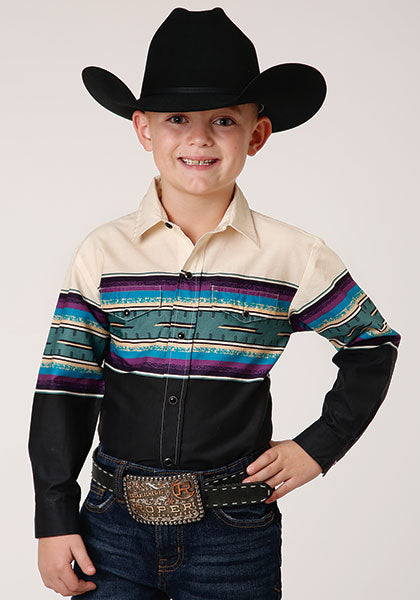 Karmen Roper Greenline Serape Border Boys Long Sleeve Snap Shirt 03-030-0431-0615GR