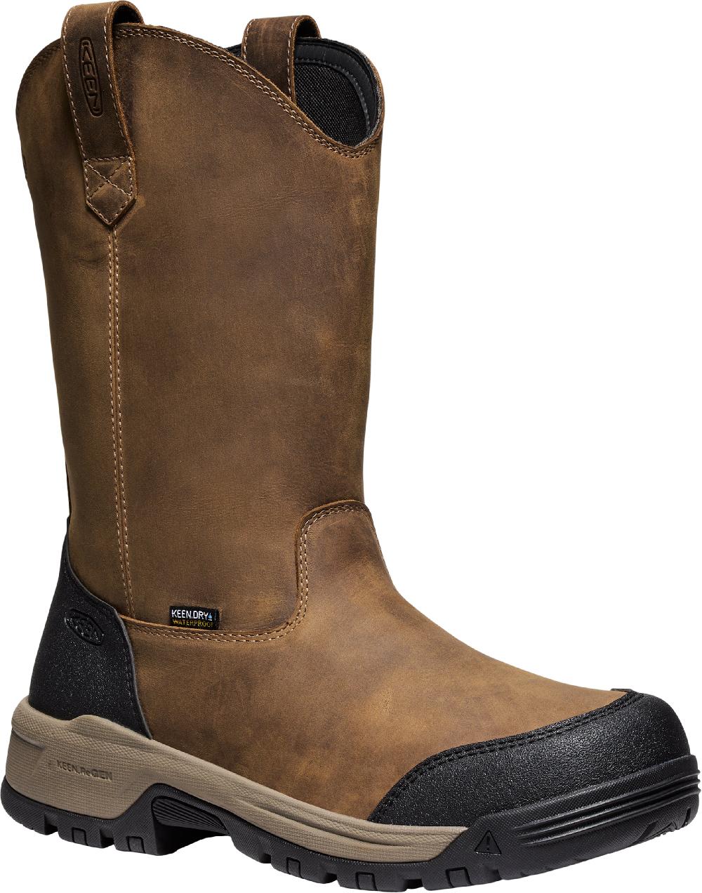 le bos Keen Bison/Black Evanston Men's Pull On Soft Toe Waterproof Men's Boots 1030489