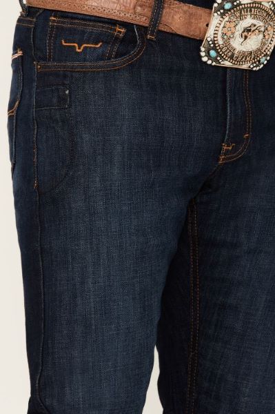 Le Bos Kimes Ranch Dark Wash Roger Mens Stretch Slim Boot Cut Jeans MJ-18175