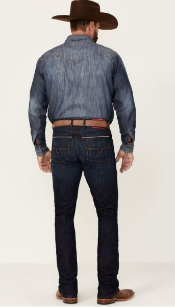 Le Bos Kimes Ranch Dark Wash Roger Mens Stretch Slim Boot Cut Jeans MJ-18175