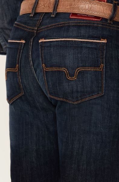 Le Bos Kimes Ranch Dark Wash Roger Mens Stretch Slim Boot Cut Jeans MJ-18175