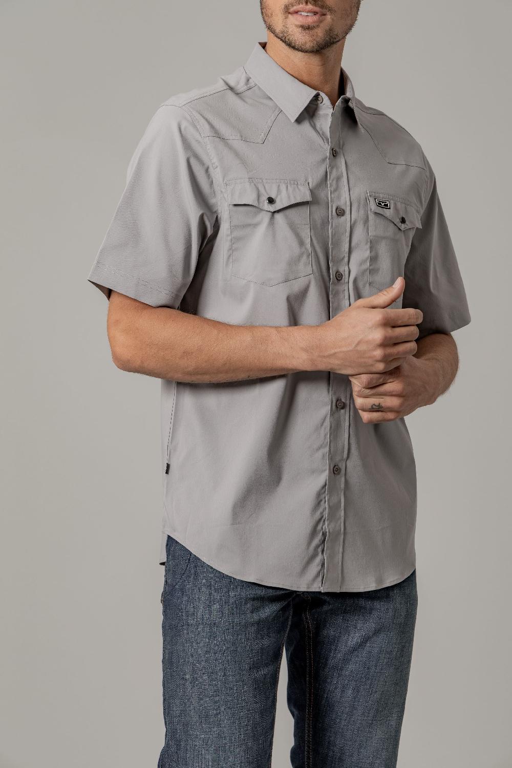 Le Bos Kimes Ranch Grey Rio Men's Collared Short Sleeve Dress Shirt MDS0000031GY001