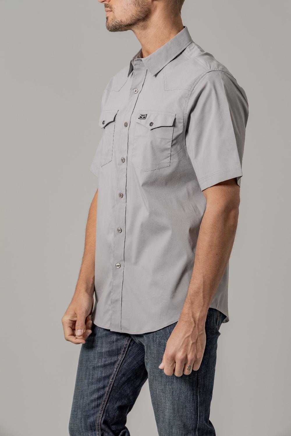 Le Bos Kimes Ranch Grey Rio Men's Collared Short Sleeve Dress Shirt MDS0000031GY001