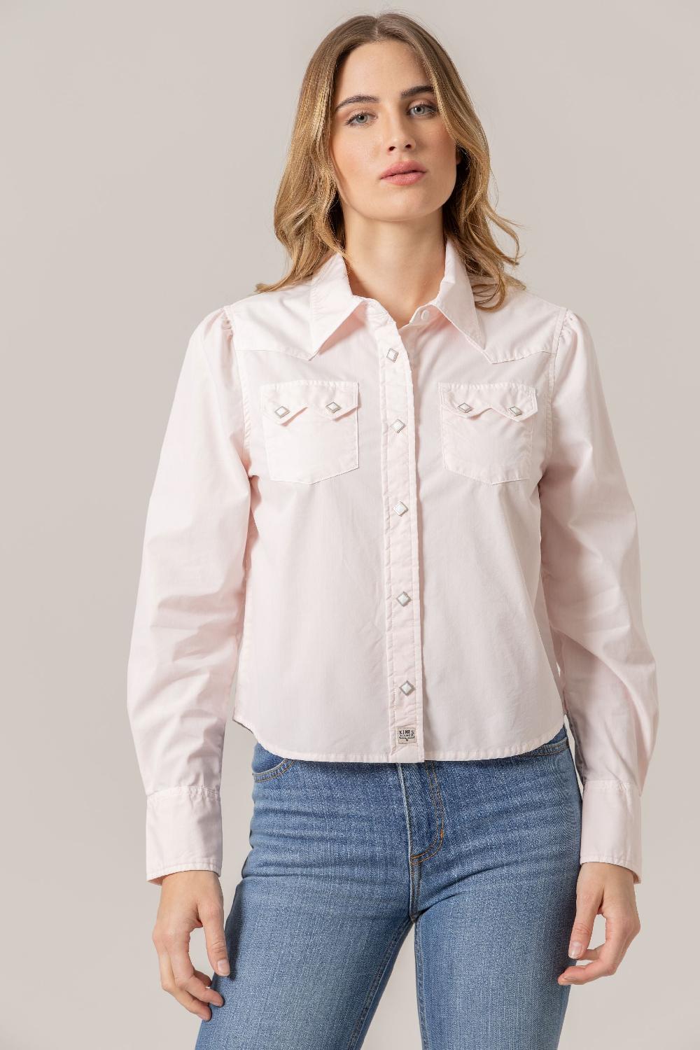 le bos Kimes Ranch Pink Annie Cropped Long Sleeve Snap Western Shirt WTO0000035PK001