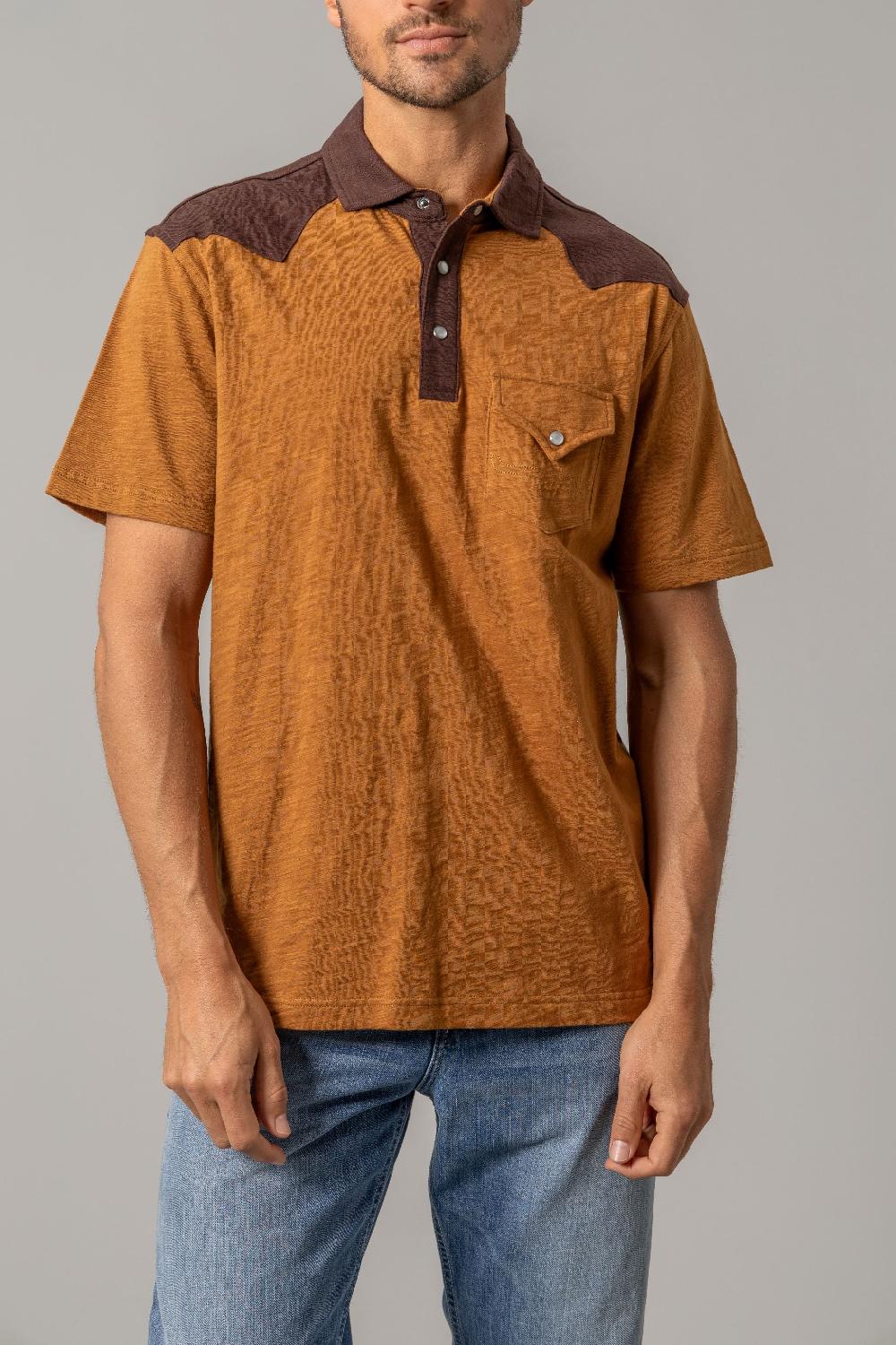 le bos Kimes Ranch Two Town Brown G2 Men's Short Sleeve Polo Shirt MSH0000039BN002