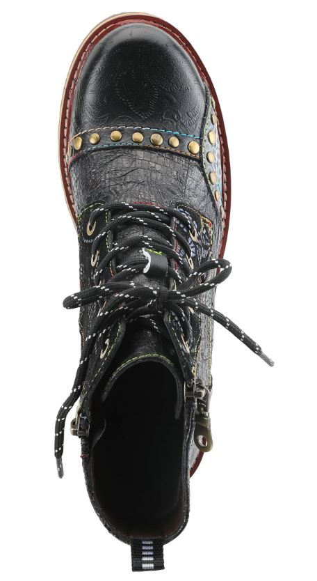 Le Bos L'Artiste By Spring Step Black Multi Rugup Women's Booties