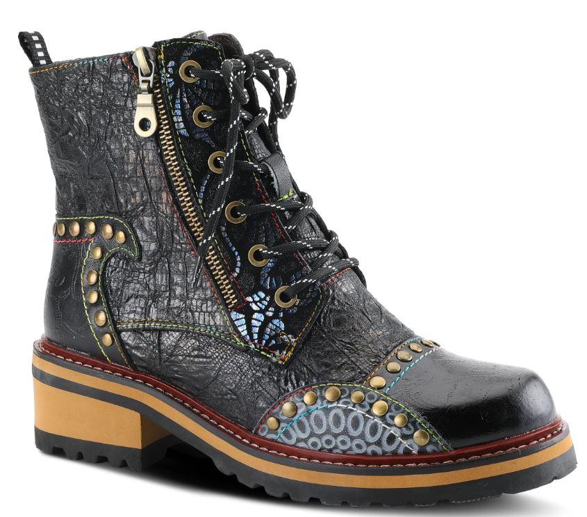le bos L'Artiste by Spring Step Black Multi Rugup Women's Booties