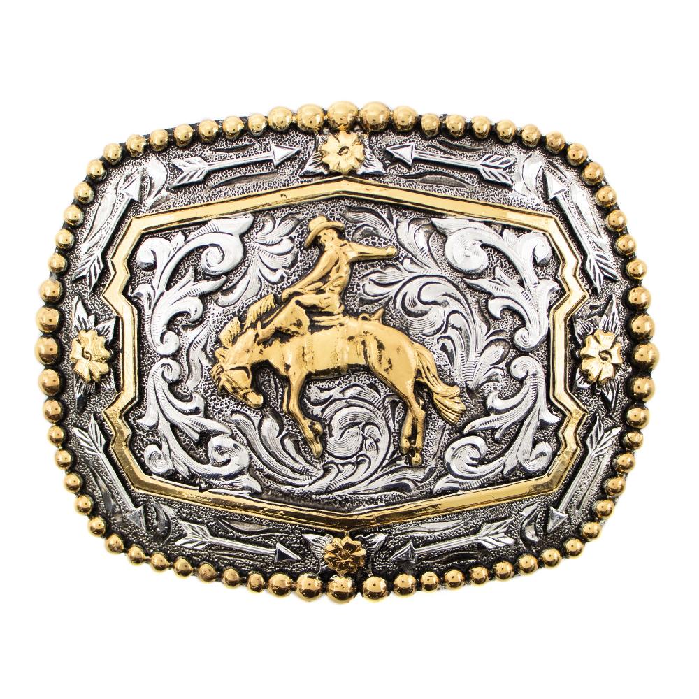 le bos Andwest Bronc Rider Beaded Edge Buckle 735