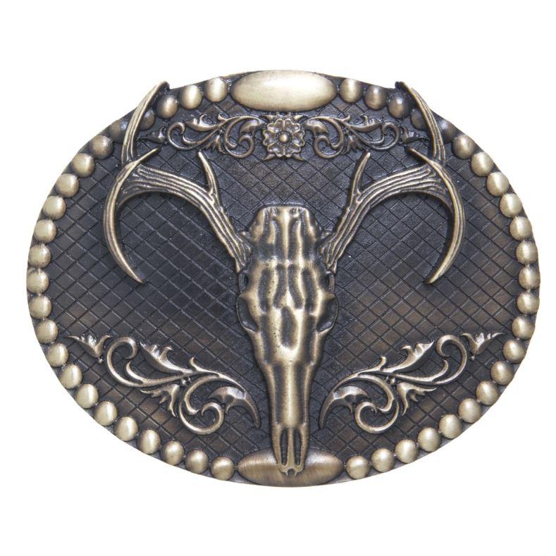 le bos Andwest Oval Elk Skull Buckle 565-06
