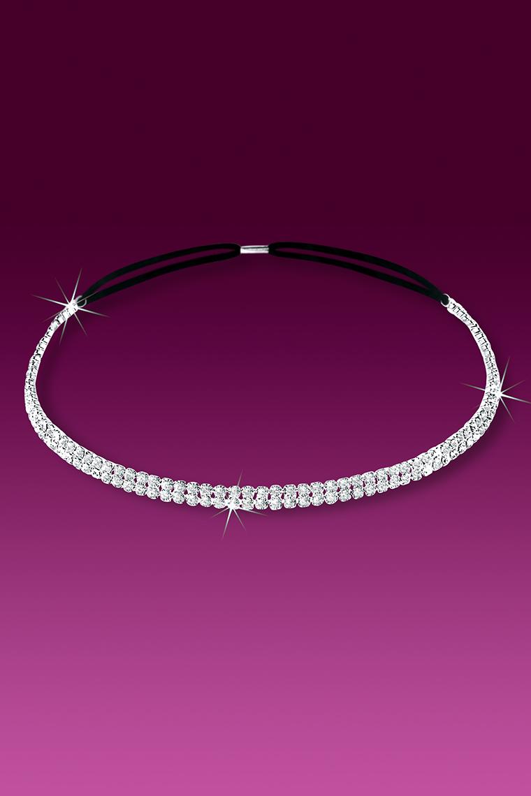 le bos Clear Stretch Rhinestone Headband J-199