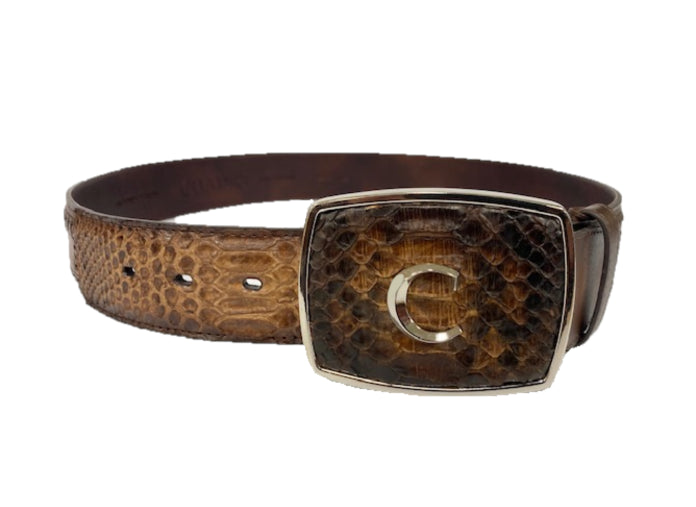 le bos Cuadra Brown Western Python Belt BC200