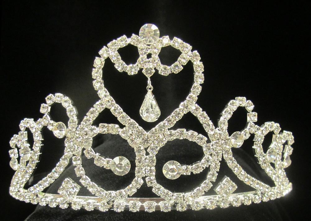 le bos T-20173 Heart Tiara with Dangles and Curls