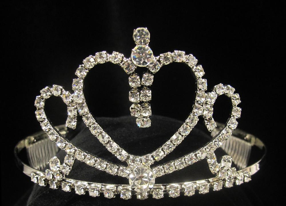 le bos T-29 HEART TIARA WITH DANGLES AND CURLS