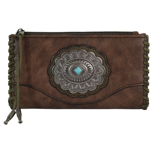 le bos Tony Lama Brown Wallet with Concho 2120725W