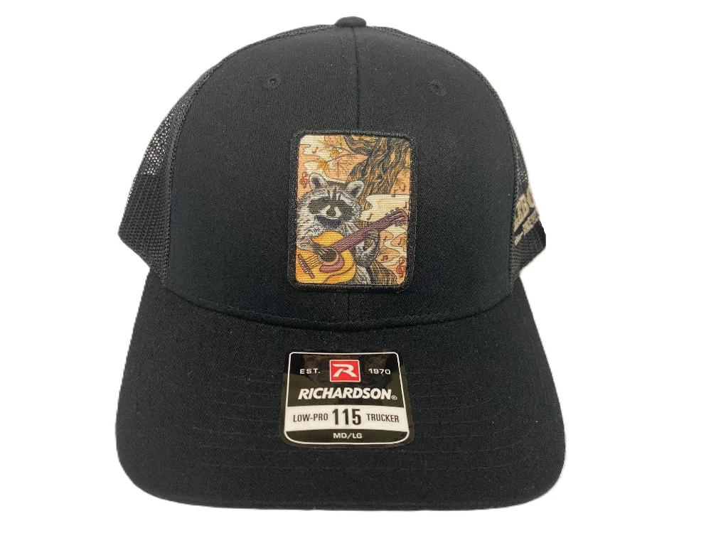 le bos Lebo's Black Richardson 115 Trucker Hat with Racoon Patch MFRG-115-B le bos Lebo's Black Richardson 115 Trucker Hat with Racoon Patch MFRG-115-B