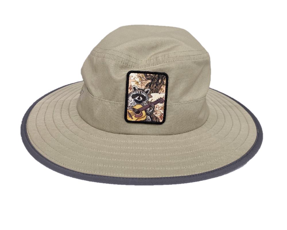 le bos Lebo's Slate Lite Wide Brim Hat with Racoon Patch on the Front MFRG-810-SL