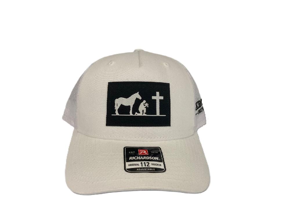 le bos Lebo's White Richardson 112 Prayin' Cowboy Trucker Hat 112FPW-PRAYIN le bos Lebo's White Richardson 112 Prayin' Cowboy Trucker Hat 112FPW-PRAYIN